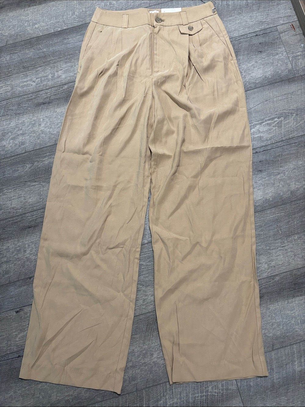 Women’s Pleated Wide-Leg Pants in Tan